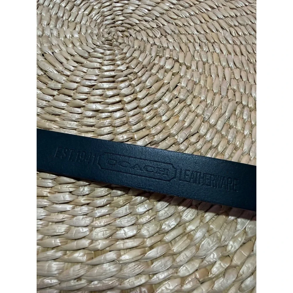 COACH Black Leather Belt Silver Logo Buckle Unisex 38 / 95 cm